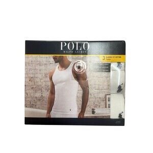 Polo Ralph Lauren 3 Pack Classic Fit Cotton Ribbed Tanks White Men’s Size Medium